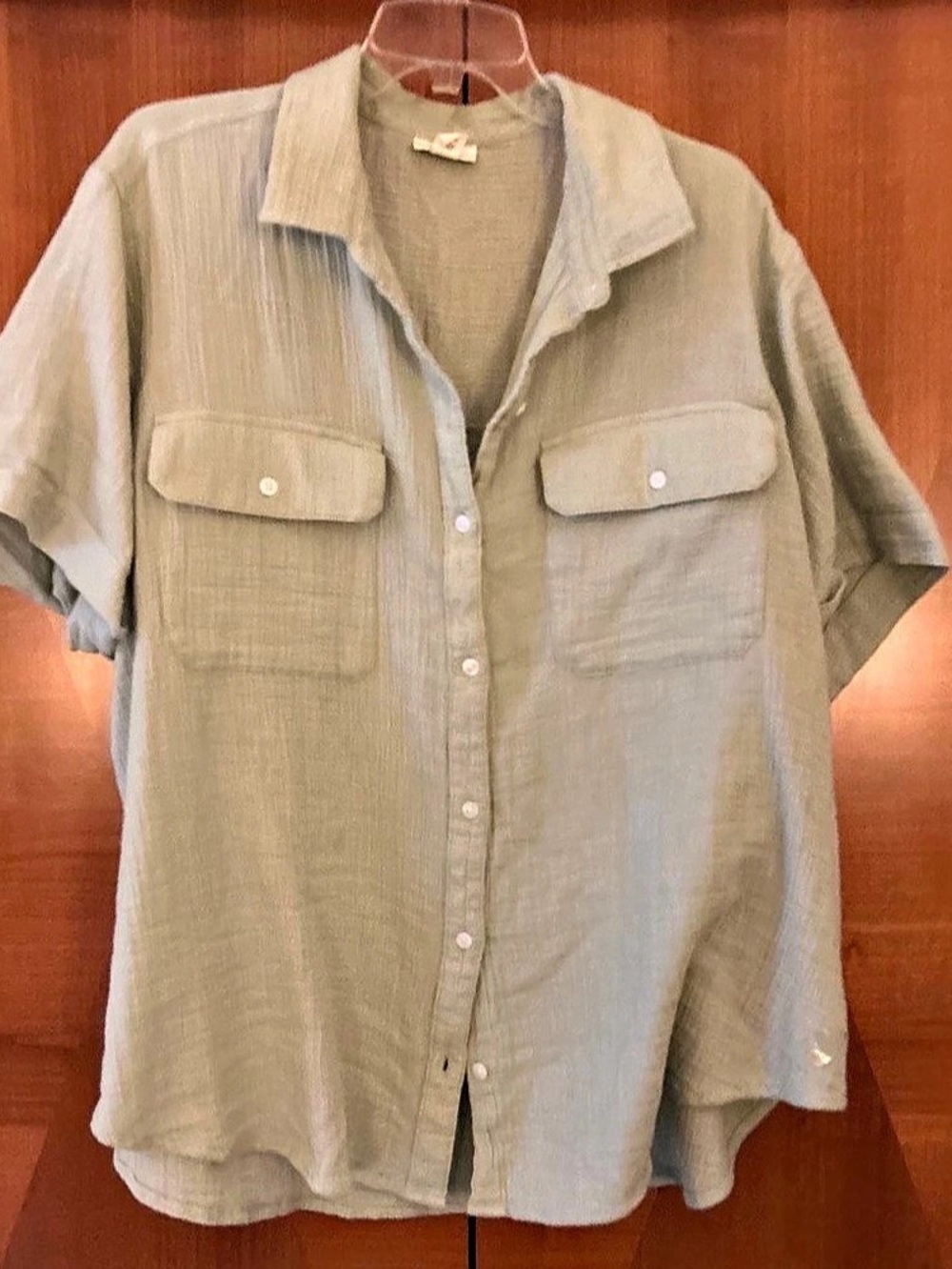 ana Short Sleeve Button Down Shirt in Green XXL Like New
